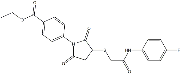 ethyl 4-(3-{[2-(4-fluoroanilino)-2-oxoethyl]thio}-2,5-dioxotetrahydro-1H-pyrrol-1-yl)benzoate 结构式