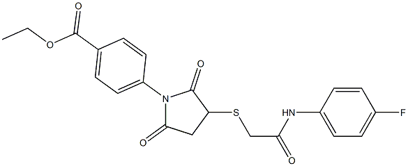 ethyl 4-(3-{[2-(4-fluoroanilino)-2-oxoethyl]thio}-2,5-dioxotetrahydro-1H-pyrrol-1-yl)benzoate,,结构式