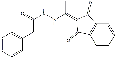 N'-[1-(1,3-dioxo-1,3-dihydro-2H-inden-2-yliden)ethyl]-2-phenylacetohydrazide 结构式