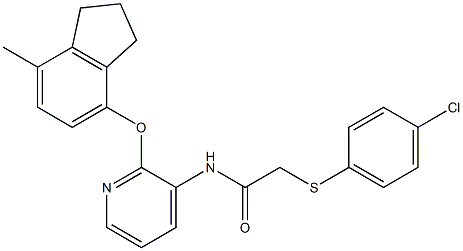 N1-{2-[(7-methyl-2,3-dihydro-1H-inden-4-yl)oxy]-3-pyridyl}-2-[(4-chlorophenyl)thio]acetamide Structure