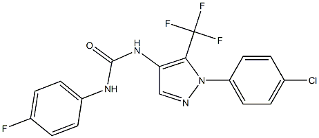 N-[1-(4-chlorophenyl)-5-(trifluoromethyl)-1H-pyrazol-4-yl]-N'-(4-fluorophenyl)urea Struktur