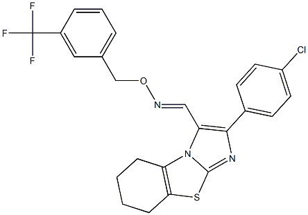 2-(4-chlorophenyl)-5,6,7,8-tetrahydroimidazo[2,1-b][1,3]benzothiazole-3-carbaldehyde O-[3-(trifluoromethyl)benzyl]oxime 化学構造式