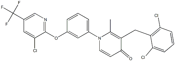 1-(3-{[3-chloro-5-(trifluoromethyl)-2-pyridinyl]oxy}phenyl)-3-(2,6-dichlorobenzyl)-2-methyl-4(1H)-pyridinone,,结构式