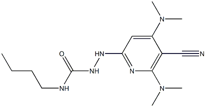 N1-butyl-2-[5-cyano-4,6-di(dimethylamino)-2-pyridyl]hydrazine-1-carboxamide,,结构式