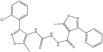 N1-[3-(2-chlorophenyl)-5-methylisoxazol-4-yl]-2-[(5-methyl-3-phenylisoxazol-4-yl)carbonyl]hydrazine-1-carboxamide Struktur