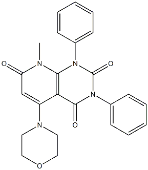 8-methyl-5-morpholino-1,3-diphenyl-1,2,3,4,7,8-hexahydropyrido[2,3-d]pyrimidine-2,4,7-trione 结构式