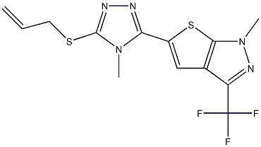5-[5-(allylsulfanyl)-4-methyl-4H-1,2,4-triazol-3-yl]-1-methyl-3-(trifluoromethyl)-1H-thieno[2,3-c]pyrazole Struktur
