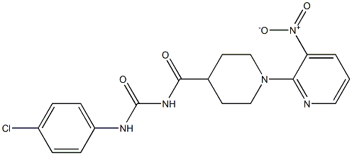 N-(4-chlorophenyl)-N'-{[1-(3-nitro-2-pyridyl)-4-piperidyl]carbonyl}urea Struktur