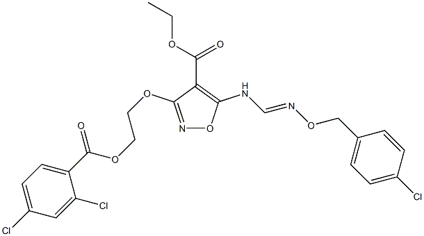 ethyl 5-[({[(4-chlorobenzyl)oxy]imino}methyl)amino]-3-{2-[(2,4-dichlorobenzoyl)oxy]ethoxy}-4-isoxazolecarboxylate Struktur