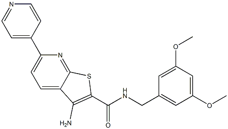 3-amino-N-(3,5-dimethoxybenzyl)-6-(4-pyridinyl)thieno[2,3-b]pyridine-2-carboxamide Structure