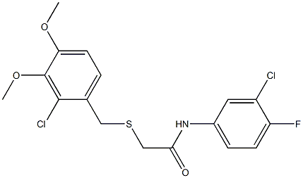 N1-(3-chloro-4-fluorophenyl)-2-[(2-chloro-3,4-dimethoxybenzyl)thio]acetamide Structure