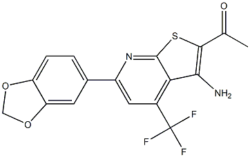 1-[3-amino-6-(1,3-benzodioxol-5-yl)-4-(trifluoromethyl)thieno[2,3-b]pyridin-2-yl]-1-ethanone Structure