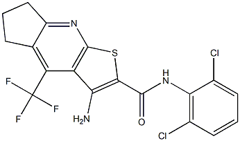 3-amino-N-(2,6-dichlorophenyl)-4-(trifluoromethyl)-6,7-dihydro-5H-cyclopenta[b]thieno[3,2-e]pyridine-2-carboxamide,,结构式
