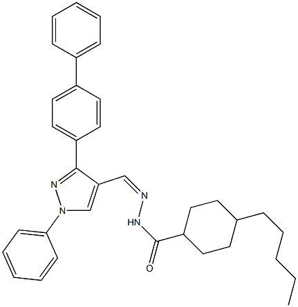 N'-[(Z)-(3-[1,1'-biphenyl]-4-yl-1-phenyl-1H-pyrazol-4-yl)methylidene]-4-pentylcyclohexanecarbohydrazide 结构式