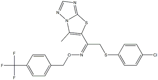 2-[(4-chlorophenyl)sulfanyl]-1-(6-methyl[1,3]thiazolo[3,2-b][1,2,4]triazol-5-yl)-1-ethanone O-[4-(trifluoromethyl)benzyl]oxime,,结构式