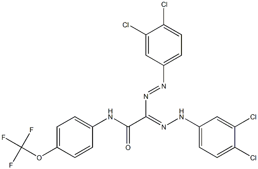 2-[2-(3,4-dichlorophenyl)diazenyl]-2-[2-(3,4-dichlorophenyl)hydrazono]-N-[4-(trifluoromethoxy)phenyl]acetamide 化学構造式