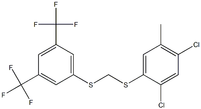 1,5-dichloro-2-[({[3,5-di(trifluoromethyl)phenyl]thio}methyl)thio]-4-methyl benzene,,结构式