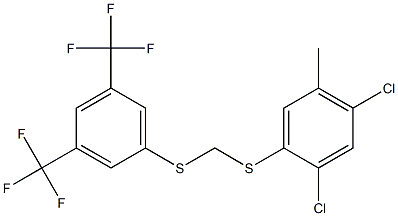 1,5-dichloro-2-[({[3,5-di(trifluoromethyl)phenyl]thio}methyl)thio]-4-methyl benzene Structure