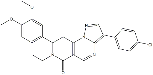 3-(4-chlorophenyl)-11,12-dimethoxy-8,9,13b,14-tetrahydro-6H-pyrazolo[5'',1'':2',3']pyrimido[4',5':4,5]pyrido[2,1-a]isoquinolin-6-one 结构式