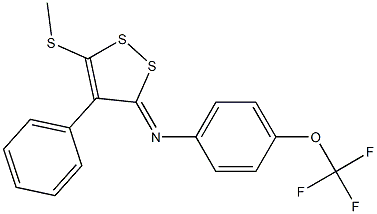 N1-[5-(methylthio)-4-phenyl-3H-1,2-dithiol-3-yliden]-4-(trifluoromethoxy)aniline Structure