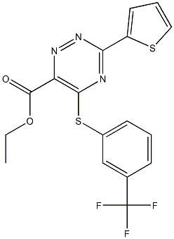 ethyl 3-(2-thienyl)-5-{[3-(trifluoromethyl)phenyl]sulfanyl}-1,2,4-triazine-6-carboxylate 化学構造式