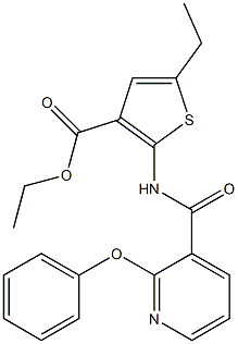 ethyl 5-ethyl-2-{[(2-phenoxy-3-pyridyl)carbonyl]amino}thiophene-3-carboxylate Struktur
