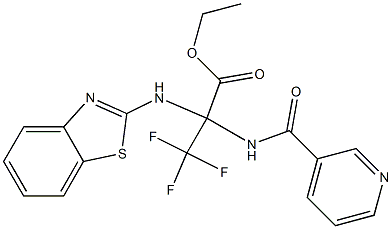 ethyl 2-(1,3-benzothiazol-2-ylamino)-3,3,3-trifluoro-2-[(3-pyridylcarbonyl)amino]propanoate Struktur