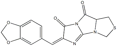 2-(1,3-benzodioxol-5-ylmethylene)-5a,6-dihydro-5H-imidazo[2',1':2,3]imidazo[1,5-c][1,3]thiazole-3,5(2H)-dione,,结构式