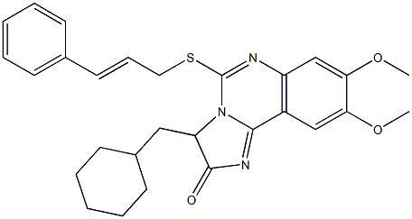 3-(cyclohexylmethyl)-8,9-dimethoxy-5-{[(E)-3-phenyl-2-propenyl]sulfanyl}imidazo[1,2-c]quinazolin-2(3H)-one Struktur