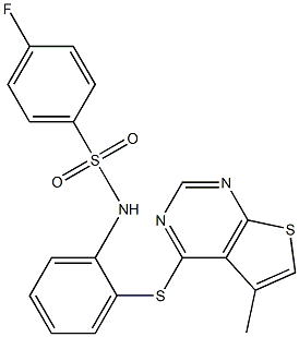 N1-{2-[(5-methylthieno[2,3-d]pyrimidin-4-yl)thio]phenyl}-4-fluorobenzene-1-sulfonamide,,结构式