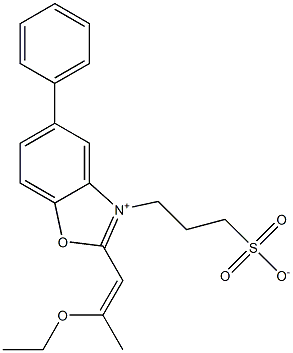 3-[2-(2-ethoxyprop-1-enyl)-5-phenyl-1,3-benzoxazol-3-ium-3-yl]propane-1-sulfonate 化学構造式