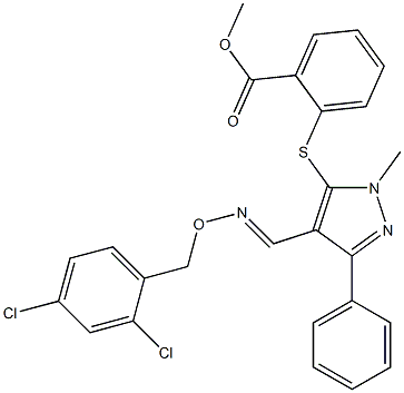  methyl 2-{[4-({[(2,4-dichlorobenzyl)oxy]imino}methyl)-1-methyl-3-phenyl-1H-pyrazol-5-yl]sulfanyl}benzenecarboxylate