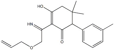 2-[(allyloxy)ethanimidoyl]-3-hydroxy-5,5-dimethyl-6-(3-methylphenyl)-2-cyclohexen-1-one Struktur