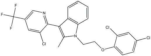 3-[3-chloro-5-(trifluoromethyl)-2-pyridinyl]-1-[2-(2,4-dichlorophenoxy)ethyl]-2-methyl-1H-indole 结构式