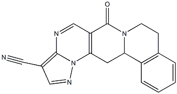 6-oxo-8,9,13b,14-tetrahydro-6H-pyrazolo[5'',1'':2',3']pyrimido[4',5':4,5]pyrido[2,1-a]isoquinoline-3-carbonitrile 化学構造式