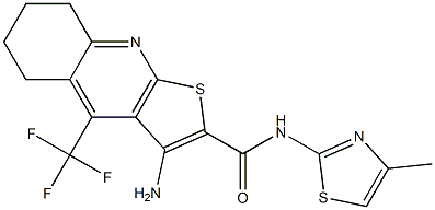 3-amino-N-(4-methyl-1,3-thiazol-2-yl)-4-(trifluoromethyl)-5,6,7,8-tetrahydrothieno[2,3-b]quinoline-2-carboxamide 结构式