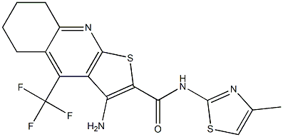 3-amino-N-(4-methyl-1,3-thiazol-2-yl)-4-(trifluoromethyl)-5,6,7,8-tetrahydrothieno[2,3-b]quinoline-2-carboxamide,,结构式