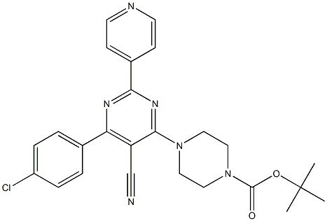 tert-butyl 4-[6-(4-chlorophenyl)-5-cyano-2-(4-pyridinyl)-4-pyrimidinyl]tetrahydro-1(2H)-pyrazinecarboxylate Structure