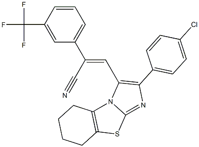 (Z)-3-[2-(4-chlorophenyl)-5,6,7,8-tetrahydroimidazo[2,1-b][1,3]benzothiazol-3-yl]-2-[3-(trifluoromethyl)phenyl]-2-propenenitrile,,结构式