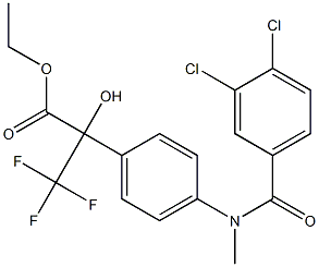 ethyl 2-{4-[(3,4-dichlorobenzoyl)(methyl)amino]phenyl}-3,3,3-trifluoro-2-hydroxypropanoate Struktur