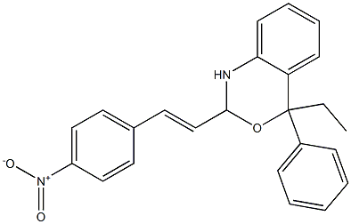 4-ethyl-2-(4-nitrostyryl)-4-phenyl-1,4-dihydro-2H-3,1-benzoxazine 化学構造式
