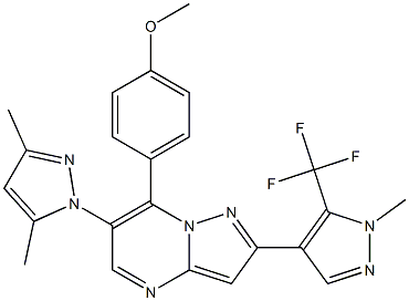 6-(3,5-dimethyl-1H-pyrazol-1-yl)-7-(4-methoxyphenyl)-2-[1-methyl-5-(trifluoromethyl)-1H-pyrazol-4-yl]pyrazolo[1,5-a]pyrimidine 结构式