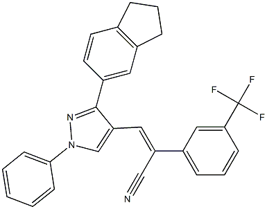 (Z)-3-[3-(2,3-dihydro-1H-inden-5-yl)-1-phenyl-1H-pyrazol-4-yl]-2-[3-(trifluoromethyl)phenyl]-2-propenenitrile 化学構造式