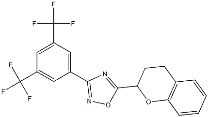 5-(3,4-dihydro-2H-chromen-2-yl)-3-[3,5-di(trifluoromethyl)phenyl]-1,2,4-oxadiazole Struktur