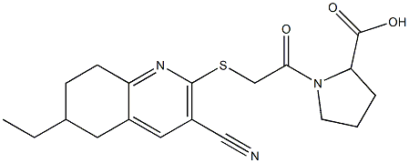 1-{2-[(3-cyano-6-ethyl-5,6,7,8-tetrahydro-2-quinolinyl)sulfanyl]acetyl}-2-pyrrolidinecarboxylic acid Structure