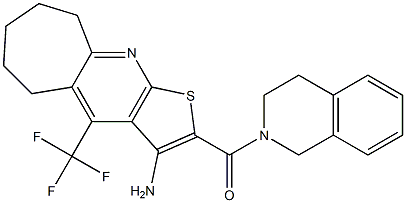 [3-amino-4-(trifluoromethyl)-6,7,8,9-tetrahydro-5H-cyclohepta[b]thieno[3,2-e]pyridin-2-yl][3,4-dihydro-2(1H)-isoquinolinyl]methanone Structure