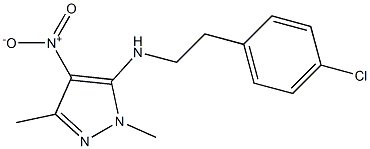 N5-(4-chlorophenethyl)-1,3-dimethyl-4-nitro-1H-pyrazol-5-amine,,结构式