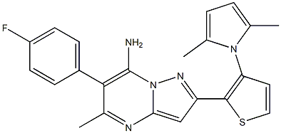 2-[3-(2,5-dimethyl-1H-pyrrol-1-yl)-2-thienyl]-6-(4-fluorophenyl)-5-methylpyrazolo[1,5-a]pyrimidin-7-amine Structure