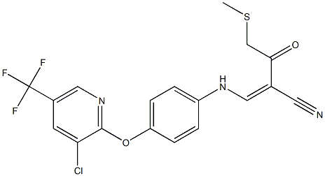 3-(4-{[3-chloro-5-(trifluoromethyl)-2-pyridinyl]oxy}anilino)-2-[2-(methylsulfanyl)acetyl]acrylonitrile Struktur