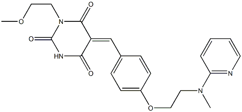 1-(2-methoxyethyl)-5-[(E)-(4-{2-[methyl(2-pyridinyl)amino]ethoxy}phenyl)methylidene]-2,4,6(1H,3H,5H)-pyrimidinetrione,,结构式